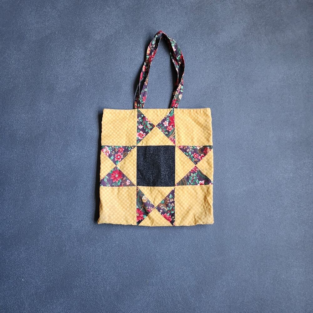 Y2k Abstract Patterned Canvas Tote Hand Bag - image 1